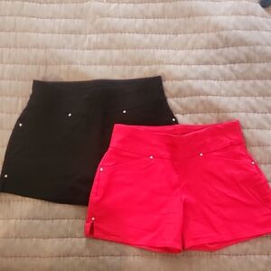 INC International Concepts Black and Pink Skorts with Wide Waistband